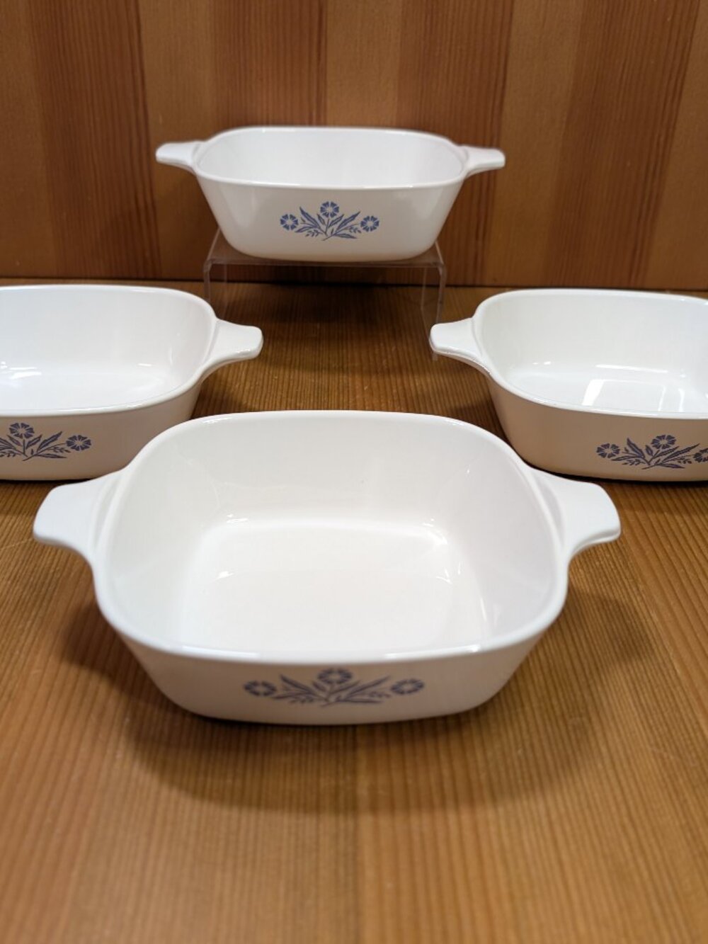Lot (4) Corning Ware BLUE CORNFLOWER P-41-B Petite Pans Mini 1-3/4 Cup Casserole